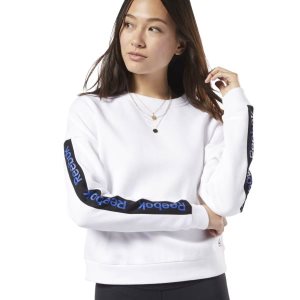 Bluza Damskie Reebok Training Essentials Logo Crew Białe PL 87FISAC